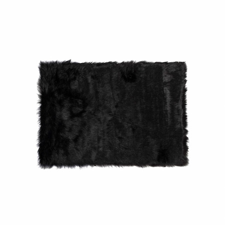 Homeroots 5 x 8 in. Fur Rectangular Rug - Black 317175